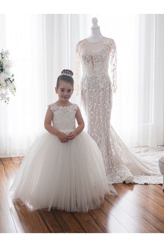 Ivory Ball Gown Chapel Train Sleeveless Flower Girl Dress Melbourne