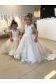 Ivory Ball Gown Chapel Train Sleeveless V-Back Flower Girl Dress Melbourne