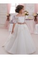 Ivory Ball Gown High Neck Floor Length Short Sleeve Flower Girl Dress Melbourne