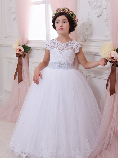 Ivory Ball Gown Sweetheart Chapel Train Cap Sleeve Flower Girl Dress Melbourne