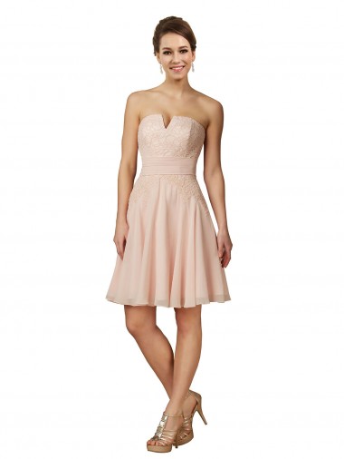 Lace and Chiffon Bridesmaid Dress / Cocktail Dress with Unique Neckline Melbourne
