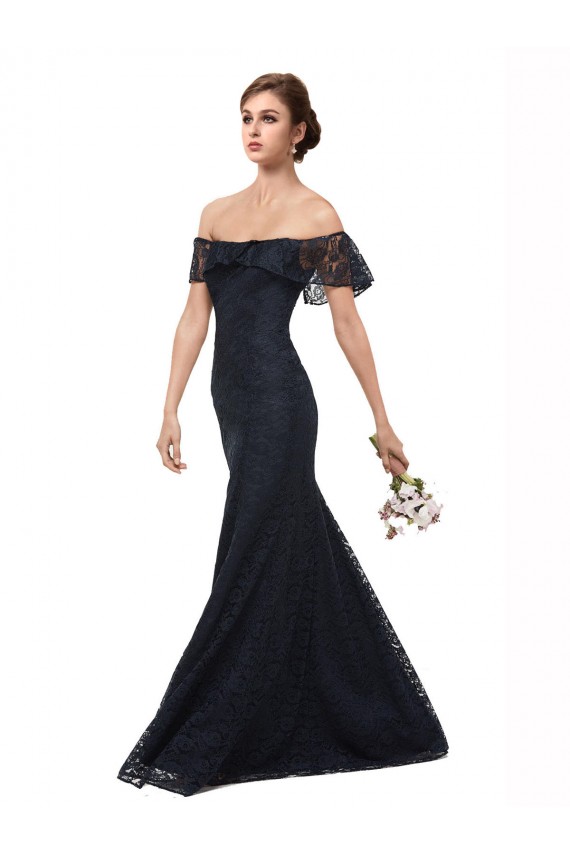 Off the Shoulder Long Lace Bridesmaid Dress / Prom Dress with Flutter Sleeves Melbourne