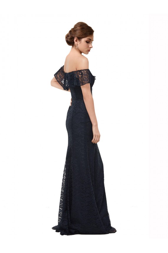 Off the Shoulder Long Lace Bridesmaid Dress / Prom Dress with Flutter Sleeves Melbourne