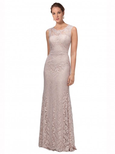 Shop Long Sleeveless All Lace Bridesmaid Dress / Prom Dress with Scoop Neckline Melbourne
