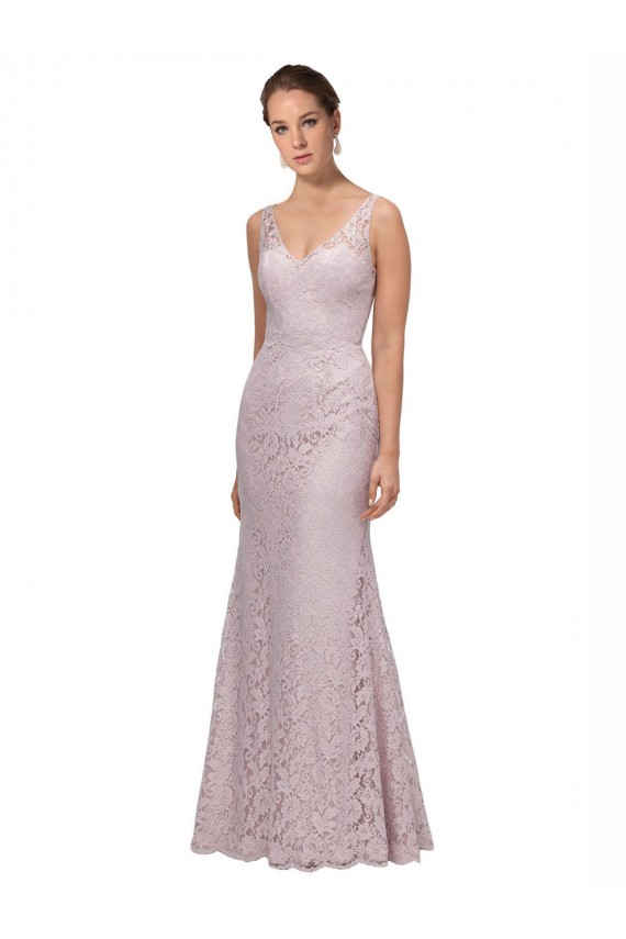Lace V-Neckline Long Full Length Bridesmaid Dress / Prom Dress Melbourne