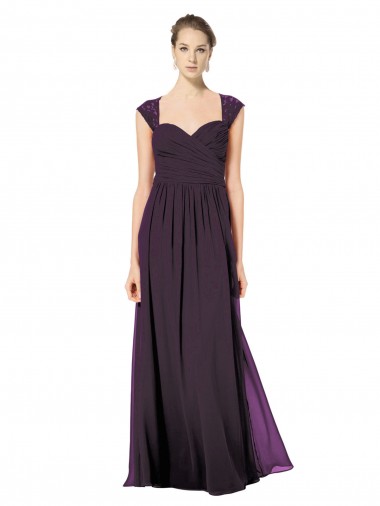 Shop Long Chiffon Sweetheart Bridesmaid with Lace Straps and Keyhole Back Melbourne