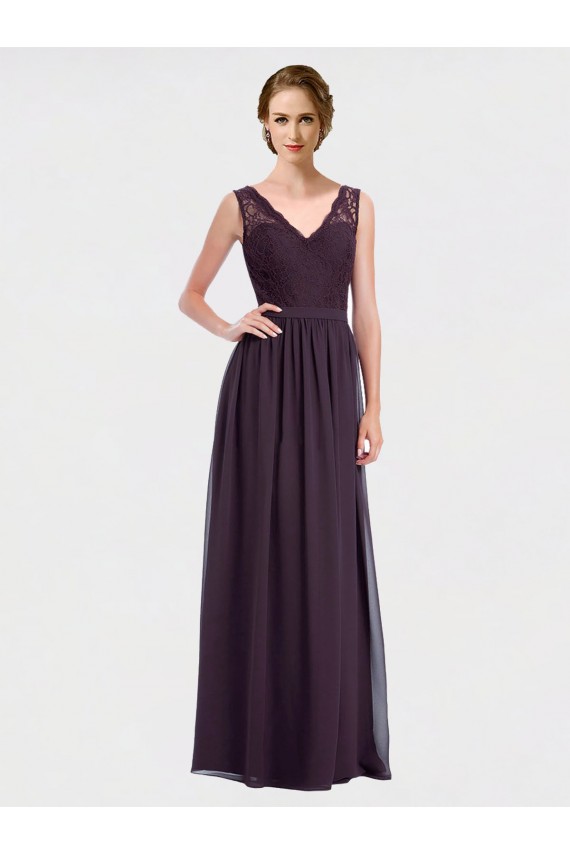 V-Neck Bridesmaid Dress with Corded Lace Bodice Melbourne