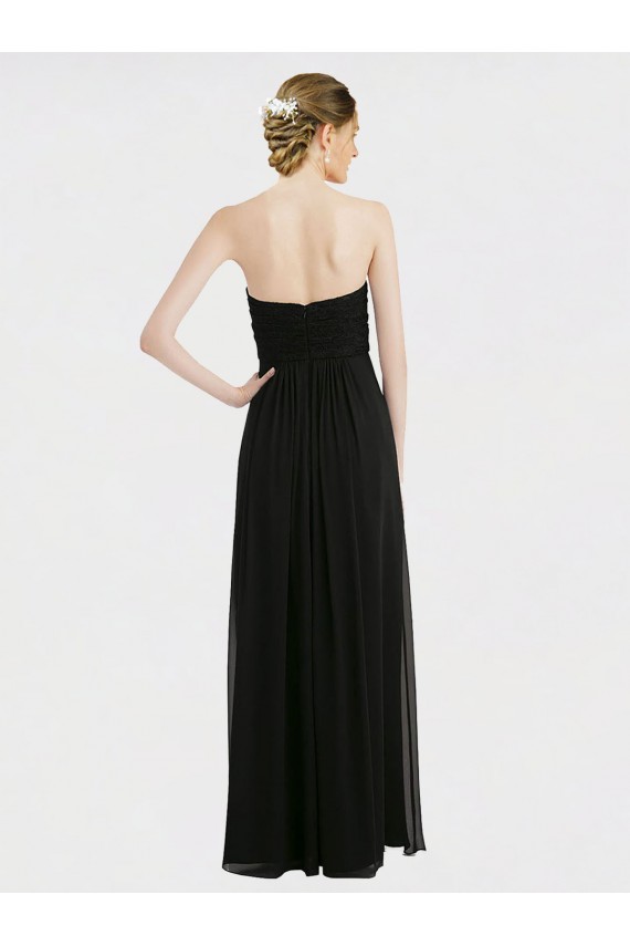 Long Strapless Lace Bodice Bridesmaid Dress with Sweetheart Neckline and Criss-Cross Pleats Melbourne