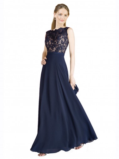 Shop Bateaux Neckline A-Line Lace Bridesmaid Dress / Prom Dress with Top Nude Layer Melbourne