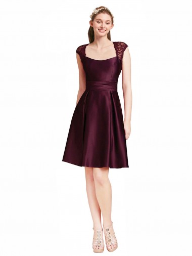 Shop Short Knee Length Lace Cocktail Bridesmaid Dress with Square Neck Melbourne