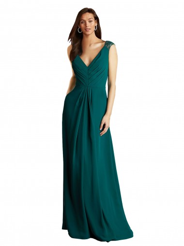 Long A-Line Lace and Chiffon Bridesmaid Dress with Open Back Melbourne