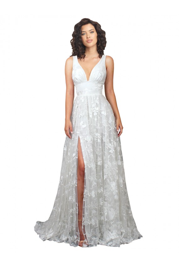 Plunging V-Neckline Wedding Dress with Slit Melbourne