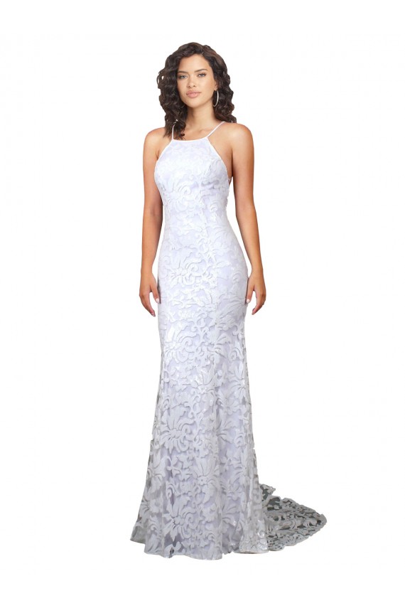 Mermaid Fitted High Neck Low Back Fishtail Wedding Dress Melbourne