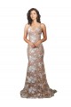 Fishtail Shaped V-Neck Embroidered Foral Lace Wedding Dress Melbourne