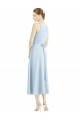 Short Tea Length V-Neck Satin Bridesmaid Dress