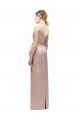 Sleeveless V-Neck Long Satin Bridesmaid Dress with Draped Bodice and Tiered Bow Melbourne