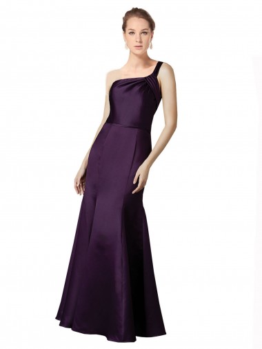 Shop Long Ruched Neckline One Shoulder Satin Bridesmaid Dress / Prom Dress Melbourne