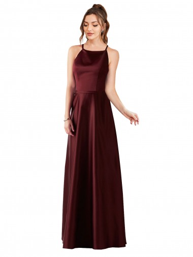 Shop Sleek Satin Bridesmaids Dress with Pockets Melbourne