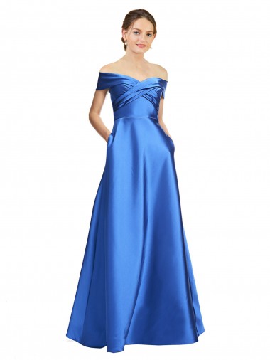 Sleeveless Off the Shoulder Ball Gown Formal Satin Bridesmaid Dress / Prom Dress Melbourne