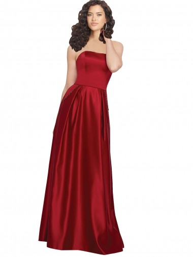 Shop Strapless Satin Bridesmaids Dress with Beaded Pocket and Soft Pleating Melbourne