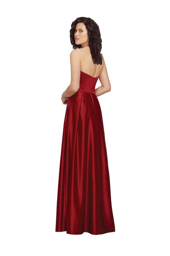 Strapless Satin Bridesmaids Dress with Beaded Pocket and Soft Pleating Melbourne