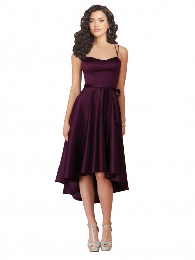 Shop Elegant High Low Satin Bridesmaid Dress / Prom Dress with Criss Cross Back Melbourne