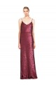 High Neck Halter Long Slim Formal Sequin Bridesmaid Dress / Prom Dress with V-Neck and Blouson Bodice Melbourne