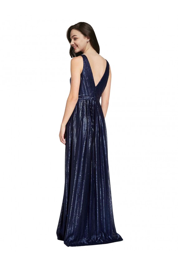 Long V-Neck Sparking Formal Sequin Bridesmaid Dress / Prom Dress with Low V-Back Melbourne
