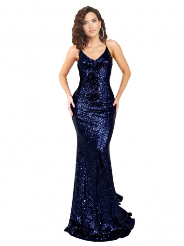 Shop Mermaid V-Neck Low Back Long Formal Sequin Bridesmaid Dress / Prom Dress Melbourne