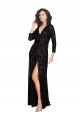 Deep V-Neckline Full Back Long Sleeves Sparkling Formal Sequin Bridesmaid Dress / Prom Dress with High Slit Melbourne