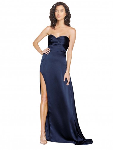 Shop Knotted Sweetheart Formal Silky Satin Bridesmaid Dress / Prom Dress with High Side Split Melbourne