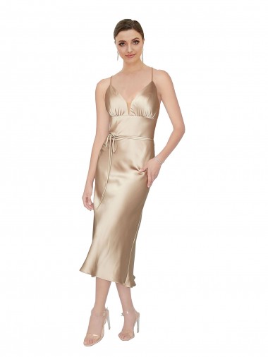 Empire Waist Formal Silky Satin Cocktail Midi Bridesmaid Dress / Prom Dress Melbourne