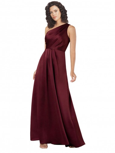 Shop One Shoulder Formal Silky Satin Bridesmaid Dress / Prom Dress with Subtle Pleats Melbourne