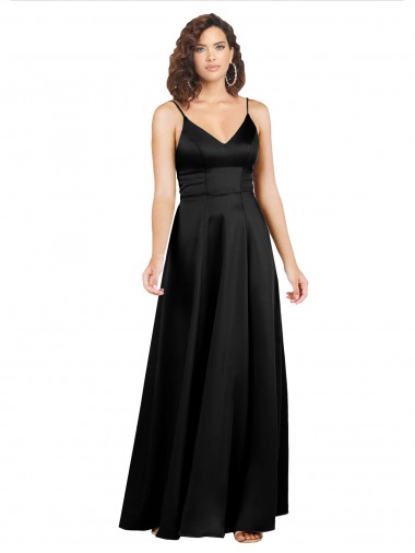 Shop Formal Silky Satin Floor-Length Long Bridesmaid Dress / Prom Dress with V-Neckline Melbourne