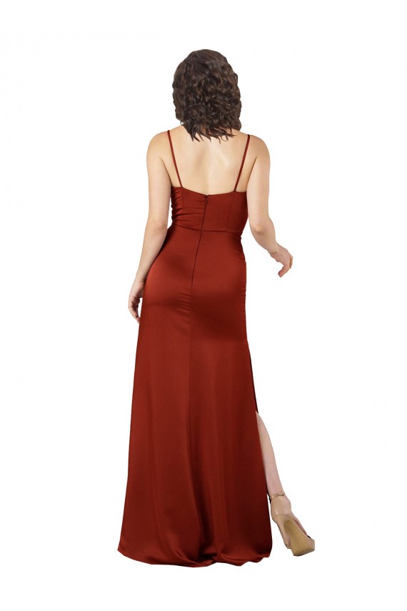 Floor-Length Formal Silky Satin Bridesmaid Dress / Prom Dress with Skirt Slit Melbourne