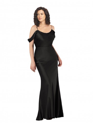 Shop Off the Shoulder Sleeves Formal Silky Satin Bridesmaid Dress / Prom Dress with Skirt Slit Melbourne