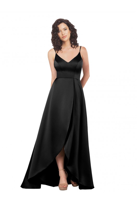 High Low V-Neckline Formal Silky Satin Tulip Bridesmaid Dress / Prom Dress with Wrap Skirt Melbourne