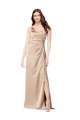 Formal Silky Satin Bridesmaid Dress / Prom Dress with Draped Surplice Bodice