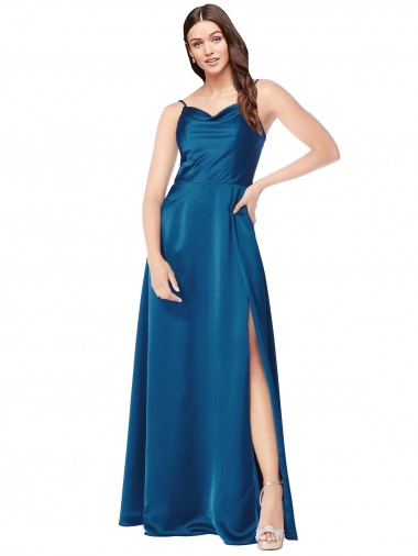 Shop Cowl Neck Salky Satin Bridesmaid Dress / Prom Dress Melbourne