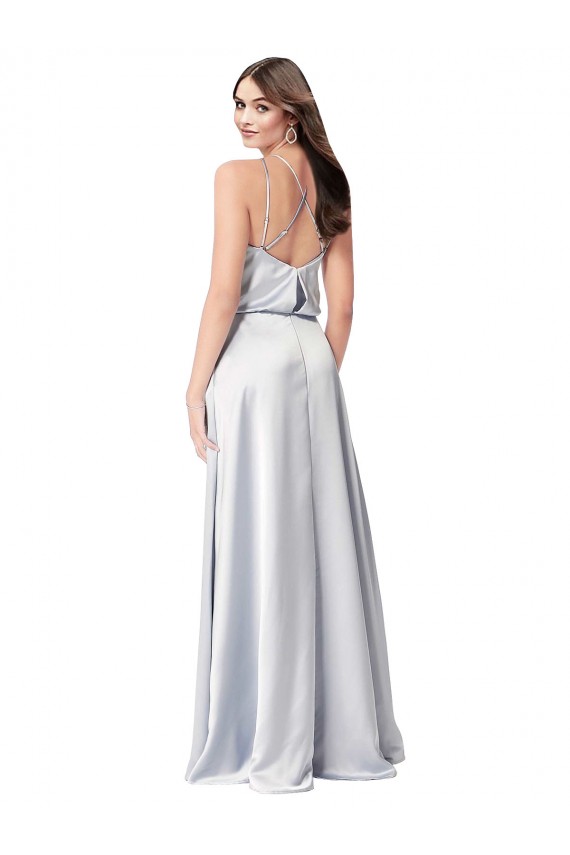 Halter Neck Formal Silky Satin Bridesmaid Dress with Strappy Back Melbourne