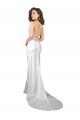Simple Lace Up Back Cowl Neck Long Sweep Train Silky Satin Beach Wedding Dress Melbourne