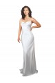Simple Sweep Train Low Back Tie Cowl Neck Long Silky Satin Beach Wedding Dress Melbourne
