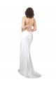Simple Sweep Train Low Back Tie Cowl Neck Long Silky Satin Beach Wedding Dress Melbourne