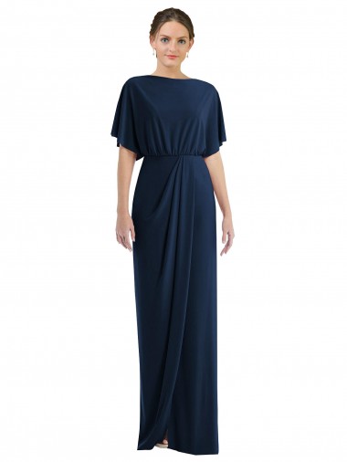 Open Back Short Sleeves Draped Tulip Skirt Maxi Spandex Bridesmaid Dress / Prom Dress Melbourne