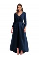 Long Sleeves Wrapped Formal Spandex Bridesmaid Dress / Prom Dress with High Low Full Skirt and Pockets Melbourne