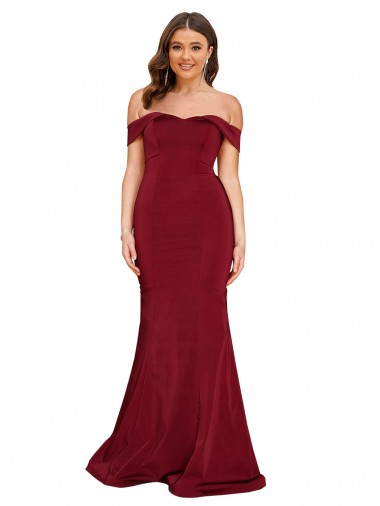 Off Shoulder Sleeves Sweetheart Neckline Long Formal Spandex Bridesmaid Dress / Prom Dress Melbourne