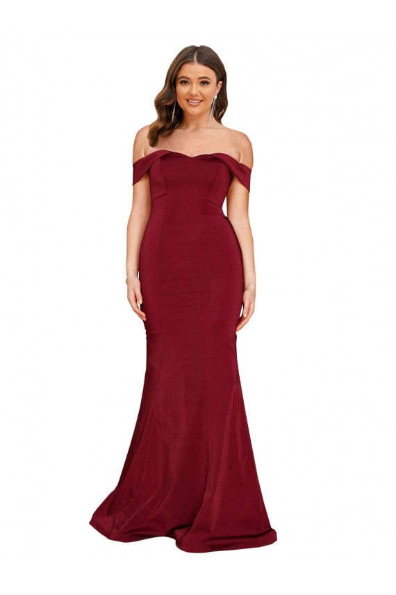 Off Shoulder Sleeves Sweetheart Neckline Long Formal Spandex Bridesmaid Dress / Prom Dress Melbourne