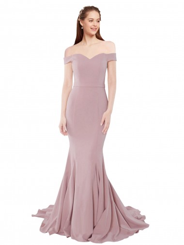 Shop Off the Shoulder Mermaid Long Sweep Train Bridesmaid Dress / Prom Dress Melbourne