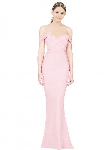 Shop Full Length Off the Shoulder Bridesmaid Dress / Prom Dress with Twist Front Melbourne