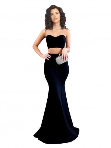 Shop Two Piece High Neck Formal Crepe Bridesmaid Dress / Prom Dress Melbourne